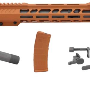 Tungsten Black and Orange Cerakote AR-15 16″ .223 Wylde Assembled One-Off Upper w/ Accessories