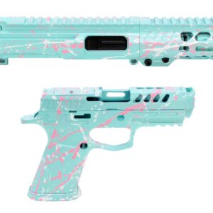 Miami Splatter Cerakoted KMT SIG P320 Carry Valor Module & 3″ 9MM AR-15 Upper One Off Set