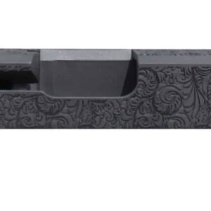 Deep Engraved Custom Cerakote Slide For Glock 17/19/26/43 – Scrolls & Skulls