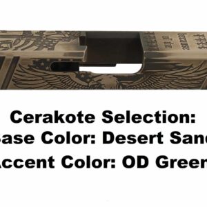 Deep Engraved Custom Cerakote Slide For Glock 17/19 – Freedom